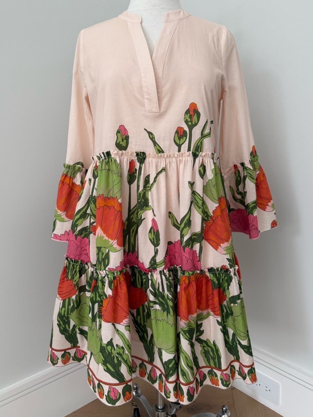 JB by JULIE BROWN ‘White Lotus’ Floral Ruffle Bell Sleeve Tiered Dress - Picture 8 of 16